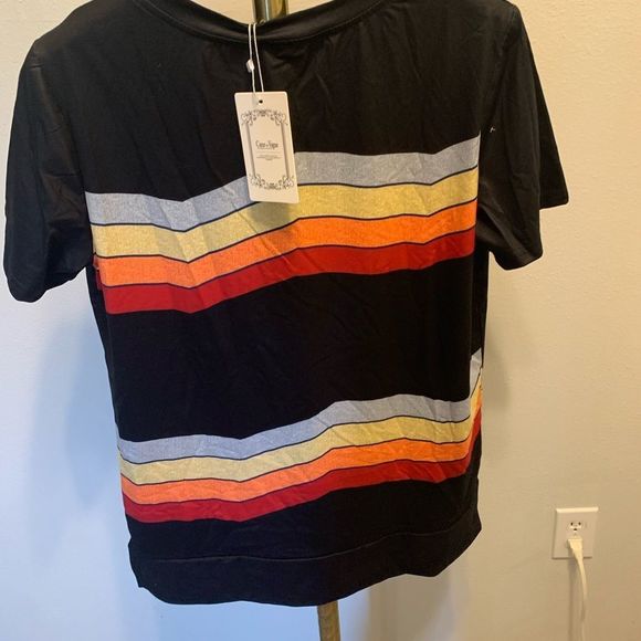Black Zigzag Stripe Crewneck Tee - Picture 2 of 6